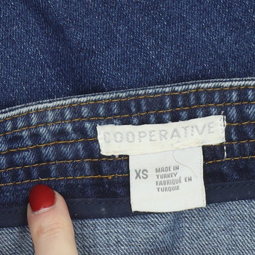 Cooperative Women's Blue A-Line Denim Zip Short Skirt XS