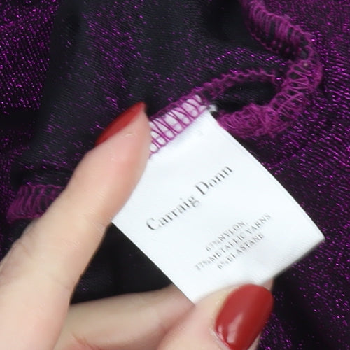 Rowen Avenue Women's Purple Glitter Puff Sleeve Mock Neck Jumper L