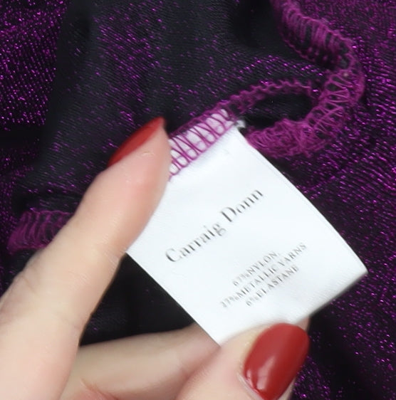 Rowen Avenue Women's Purple Glitter Puff Sleeve Mock Neck Jumper L