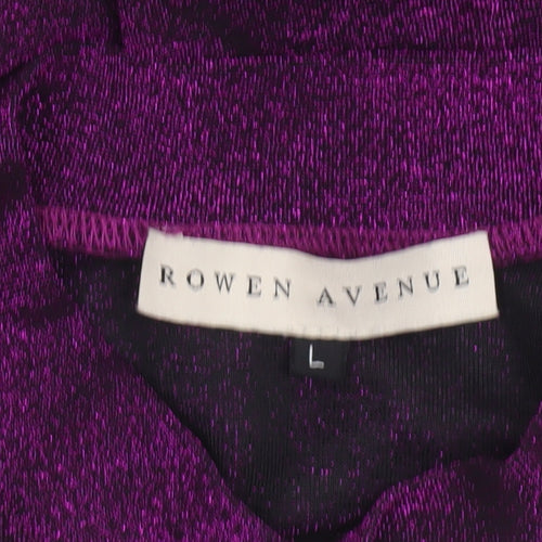 Rowen Avenue Women's Purple Glitter Puff Sleeve Mock Neck Jumper L