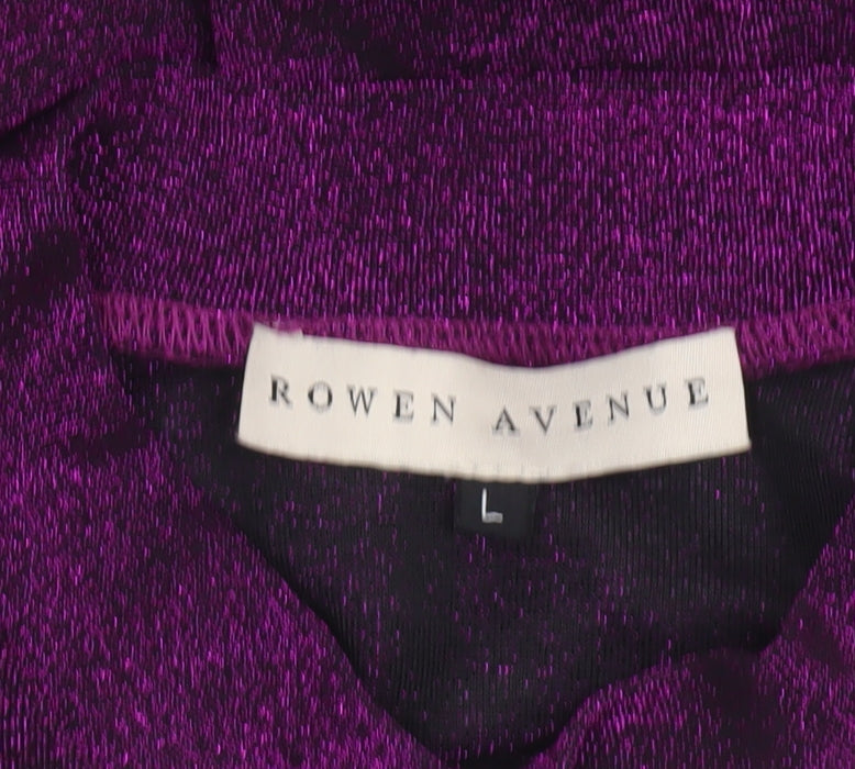 Rowen Avenue Women's Purple Glitter Puff Sleeve Mock Neck Jumper L