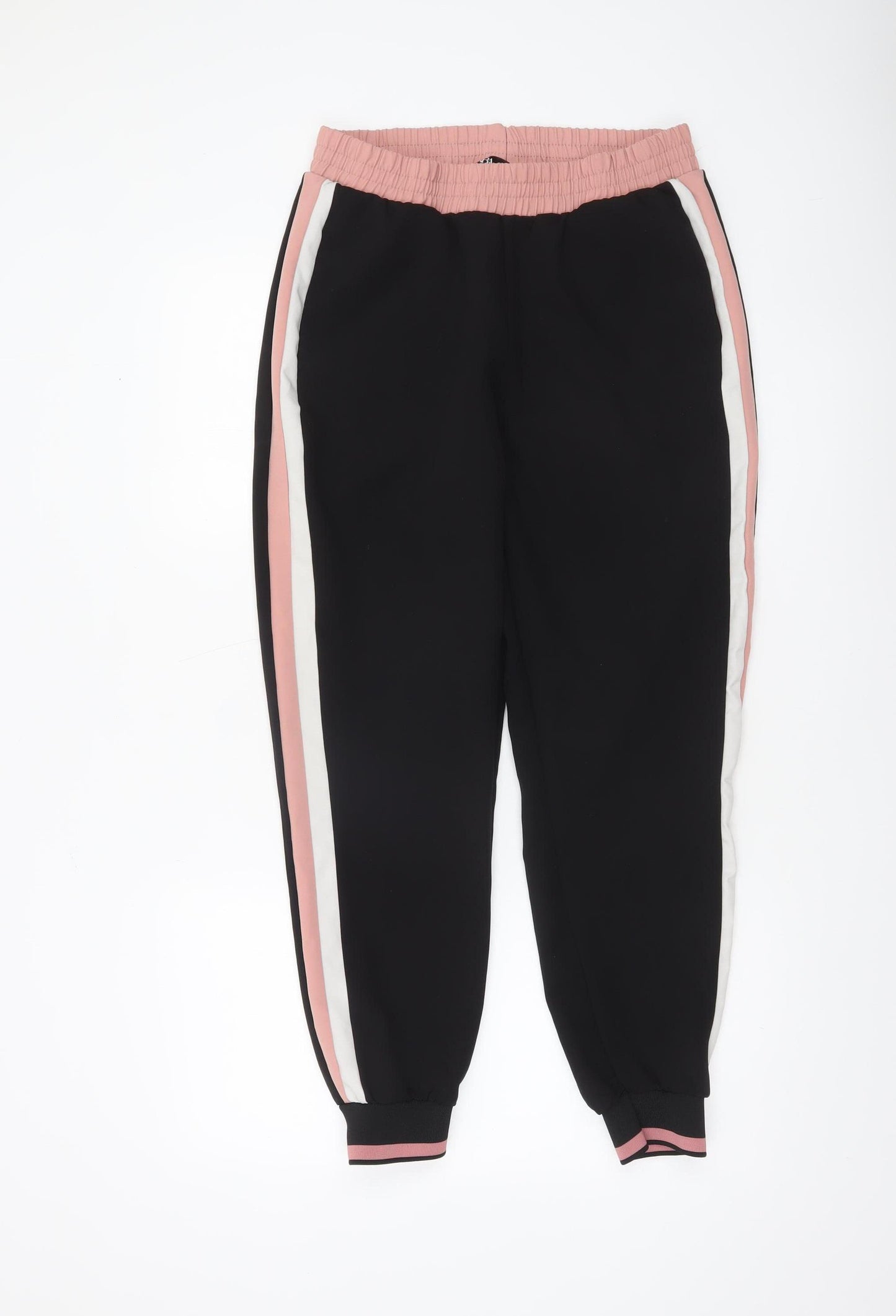 Zara Womens Black Jogger Trousers Size 12 Elastic Waist Casual