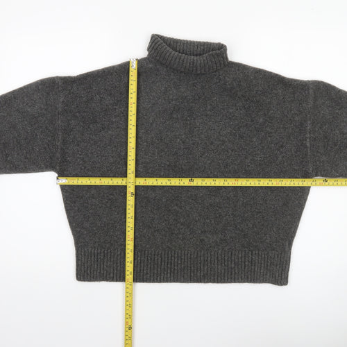 Zara Women Grey Roll Neck Wool Blend Knit Jumper Size 12