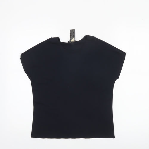 Kenneth Cole Women's Black Crew Neck Basic Polyester T-Shirt M