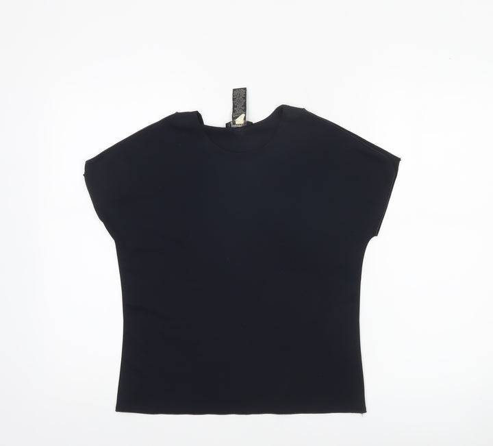 Kenneth Cole Women's Black Crew Neck Basic Polyester T-Shirt M