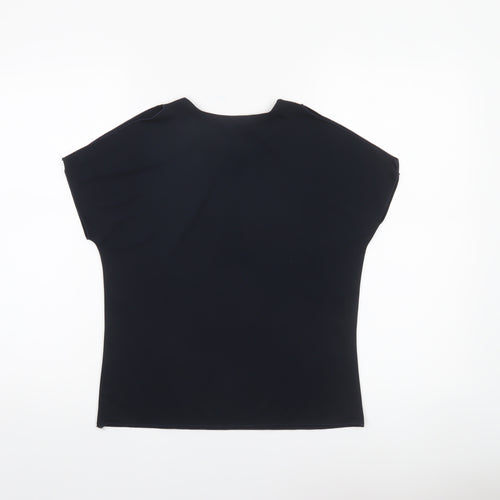 Kenneth Cole Women's Black Crew Neck Basic Polyester T-Shirt M