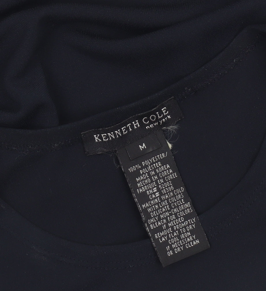 Kenneth Cole Women's Black Crew Neck Basic Polyester T-Shirt M