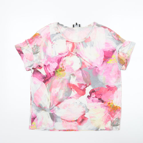 Monari Women's Multicoloured Floral T-Shirt Size 12 Viscose Jersey