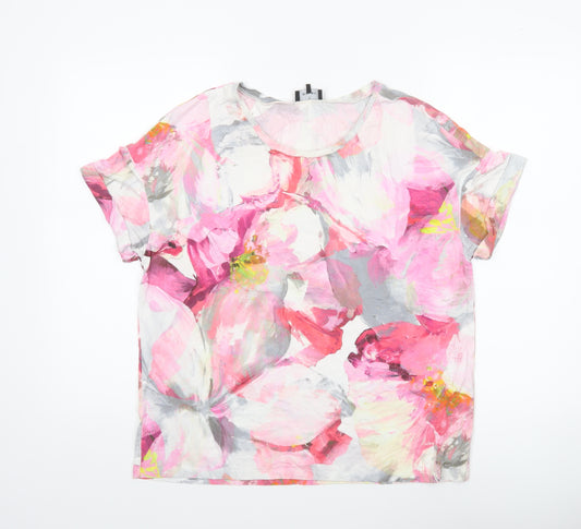 Monari Women's Multicoloured Floral T-Shirt Size 12 Viscose Jersey