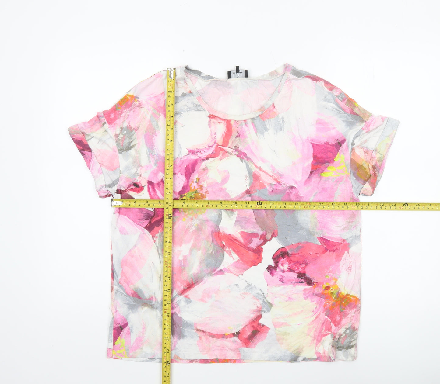 Monari Women's Multicoloured Floral T-Shirt Size 12 Viscose Jersey