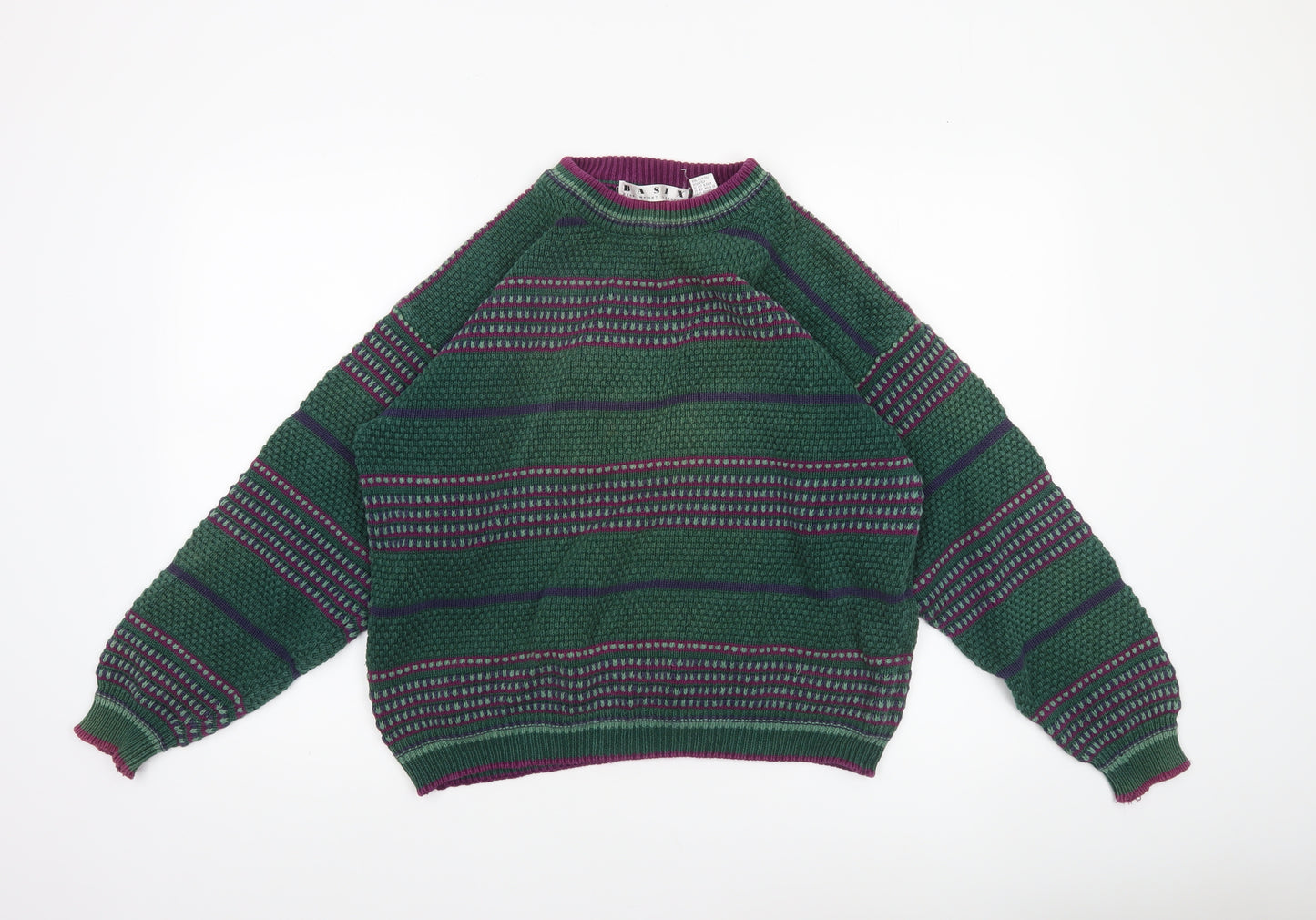 Fenn Wright Manson Women Green Striped Chunky Knit Jumper M