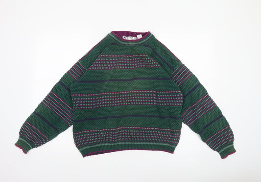 Fenn Wright Manson Women Green Striped Chunky Knit Jumper M