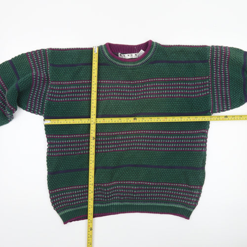 Fenn Wright Manson Women Green Striped Chunky Knit Jumper M