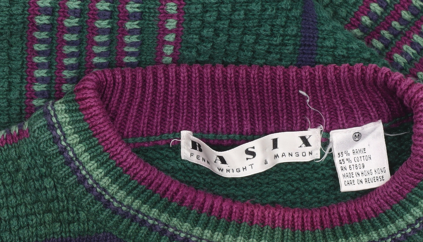 Fenn Wright Manson Women Green Striped Chunky Knit Jumper M