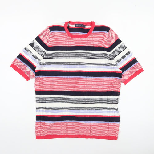 Marks and Spencer Women’s Multicoloured Striped Short Sleeve Crew Neck Pullover Jumper Size 18