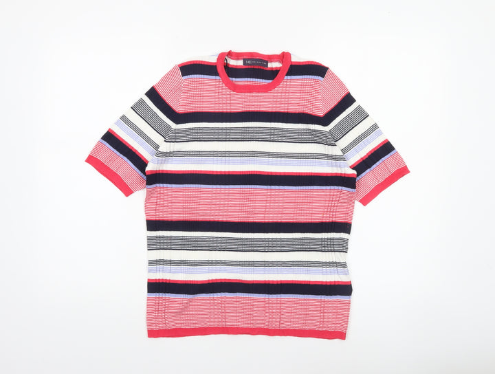 Marks and Spencer Women’s Multicoloured Striped Short Sleeve Crew Neck Pullover Jumper Size 18