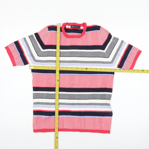 Marks and Spencer Women’s Multicoloured Striped Short Sleeve Crew Neck Pullover Jumper Size 18
