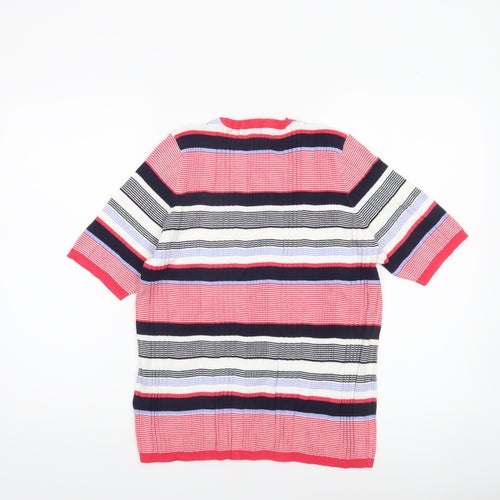 Marks and Spencer Women’s Multicoloured Striped Short Sleeve Crew Neck Pullover Jumper Size 18