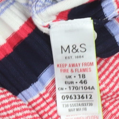 Marks and Spencer Women’s Multicoloured Striped Short Sleeve Crew Neck Pullover Jumper Size 18