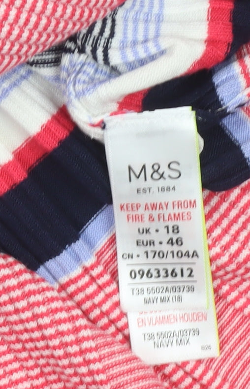Marks and Spencer Women’s Multicoloured Striped Short Sleeve Crew Neck Pullover Jumper Size 18