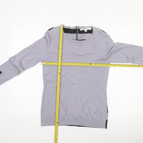 Clements Ribeiro Women’s Purple Butterfly Embroidered Striped Jumper UK 12