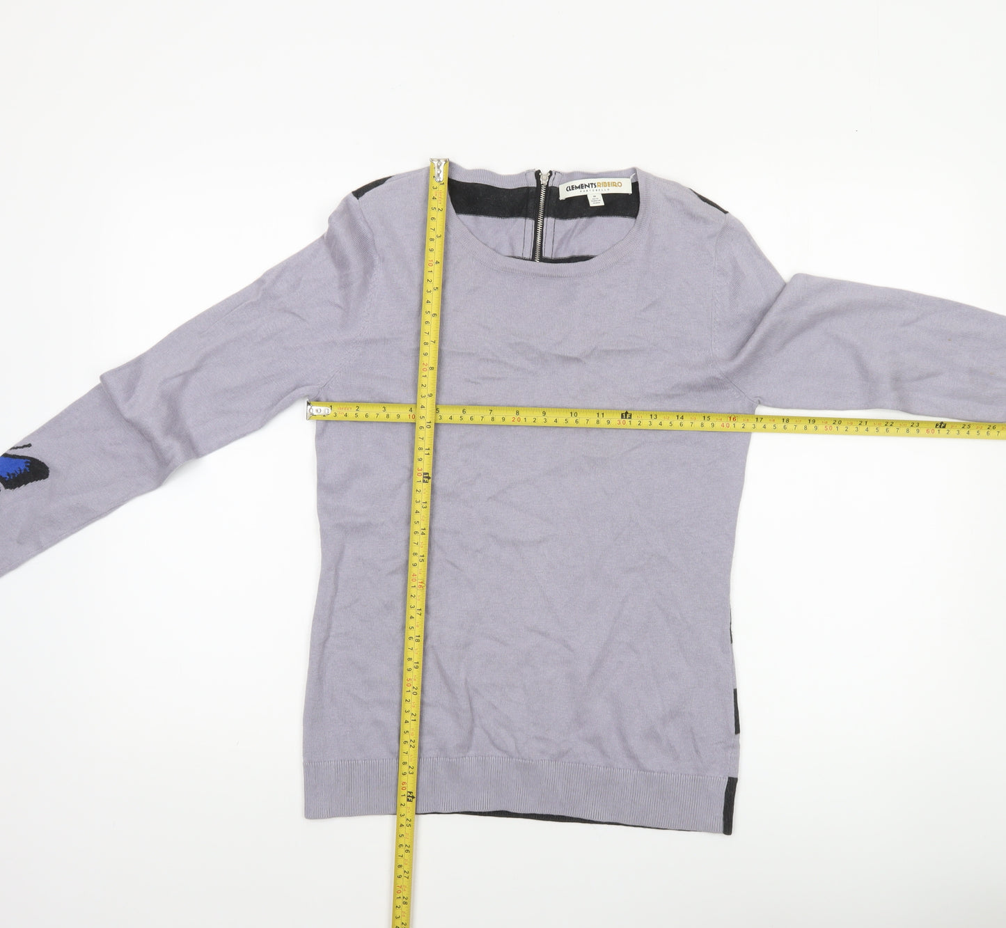 Clements Ribeiro Women’s Purple Butterfly Embroidered Striped Jumper UK 12