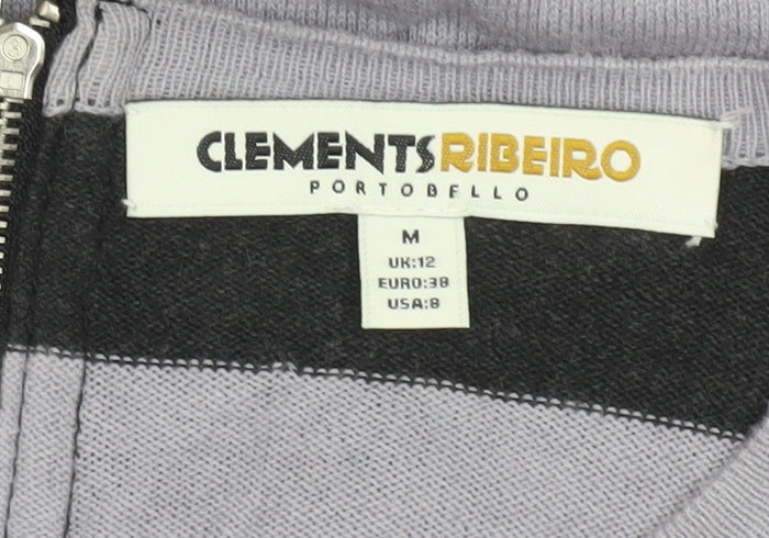 Clements Ribeiro Women’s Purple Butterfly Embroidered Striped Jumper UK 12