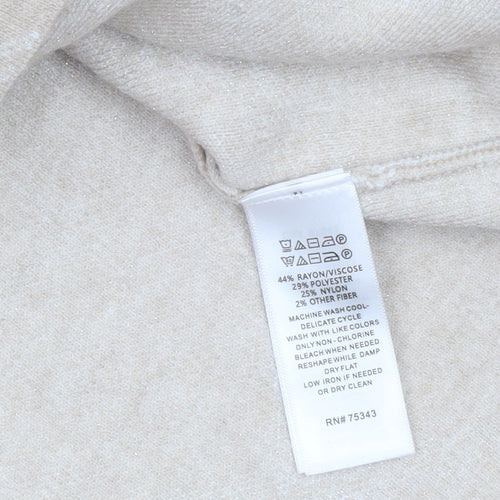 Tahari Women Beige Argyle Mock Neck Long Sleeve Pullover Jumper XL