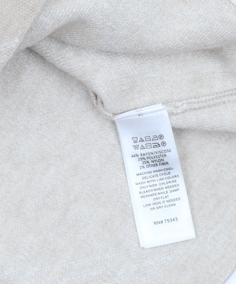 Tahari Women Beige Argyle Mock Neck Long Sleeve Pullover Jumper XL