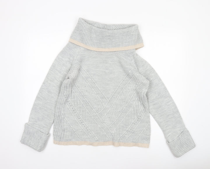 Oasis Women’s Grey Roll Neck Chunky Knit Jumper Size M
