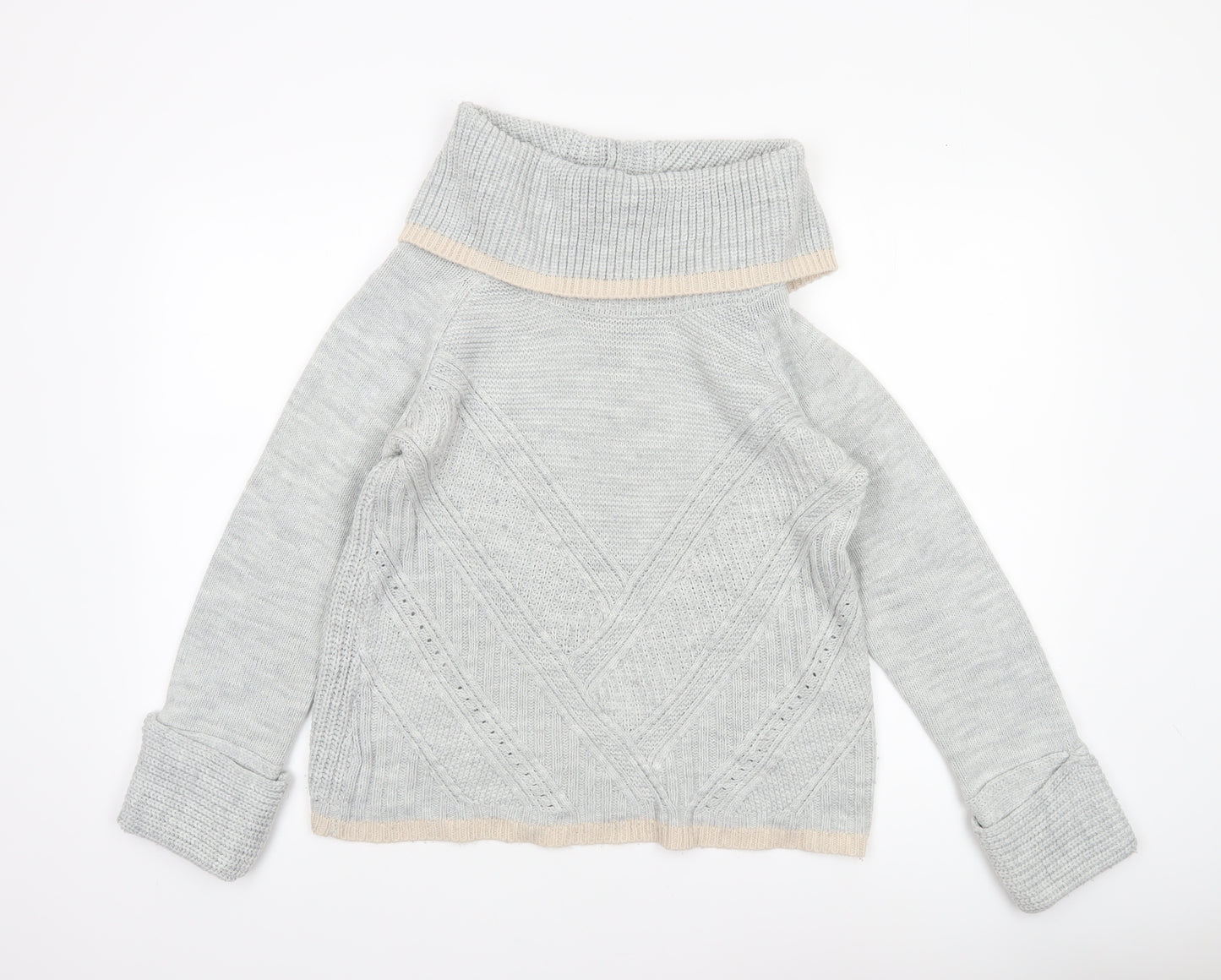 Oasis Women’s Grey Roll Neck Chunky Knit Jumper Size M