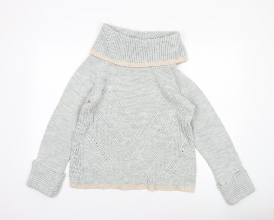 Oasis Women’s Grey Roll Neck Chunky Knit Jumper Size M
