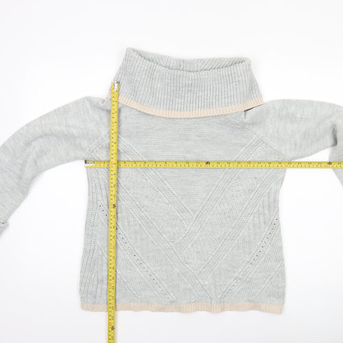 Oasis Women’s Grey Roll Neck Chunky Knit Jumper Size M