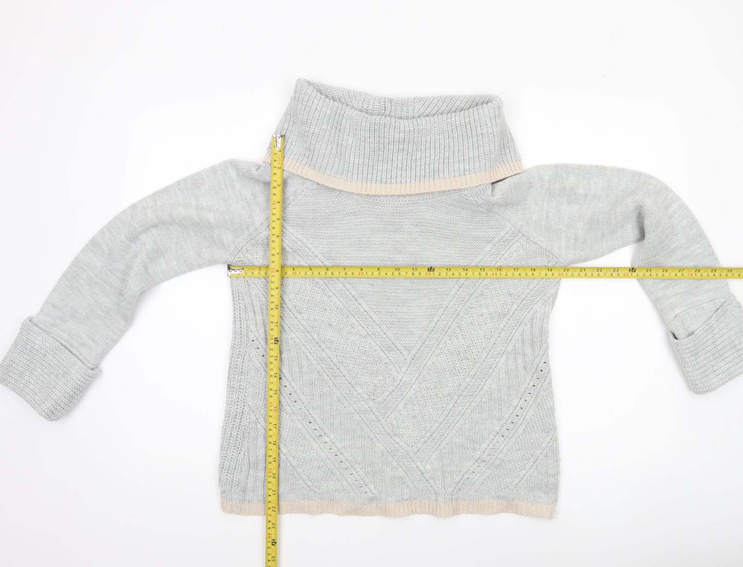 Oasis Women’s Grey Roll Neck Chunky Knit Jumper Size M