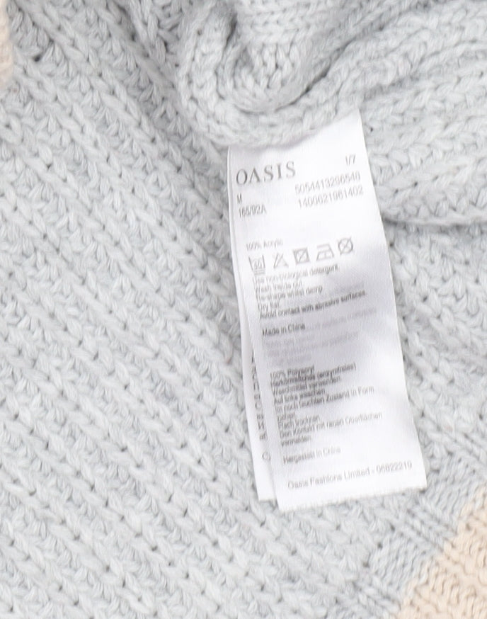 Oasis Women’s Grey Roll Neck Chunky Knit Jumper Size M