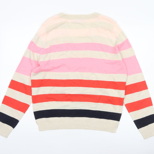 Marks and Spencer Womens Multicoloured V-Neck Striped Cotton Jumper M