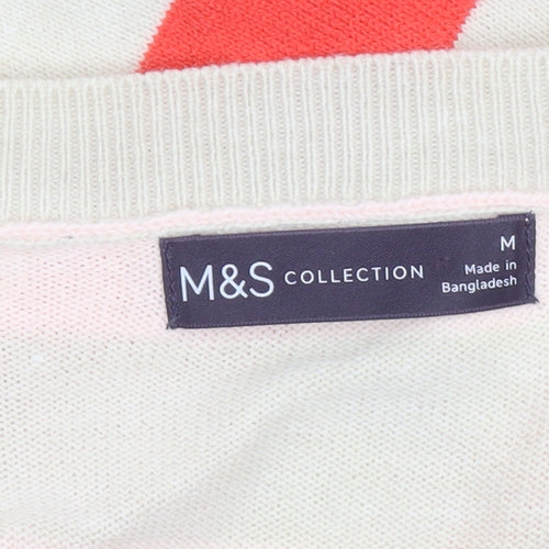 Marks and Spencer Womens Multicoloured V-Neck Striped Cotton Jumper M