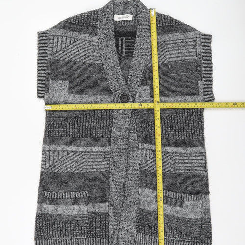 Virtuelle Women’s Grey Knit Short Sleeve Cardigan XS Wool Blend