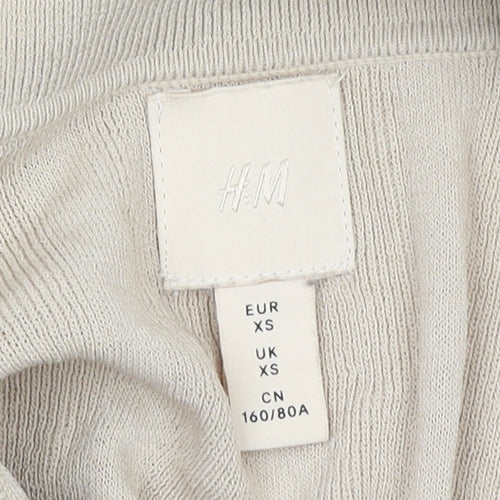 H&M Women Beige Collared Midi Bodycon Knit Dress XS