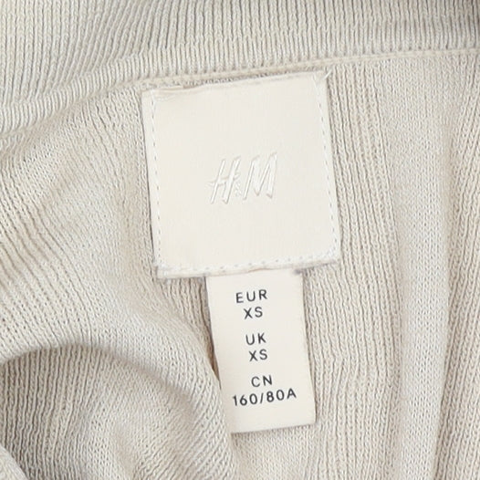 H&M Women Beige Collared Midi Bodycon Knit Dress XS