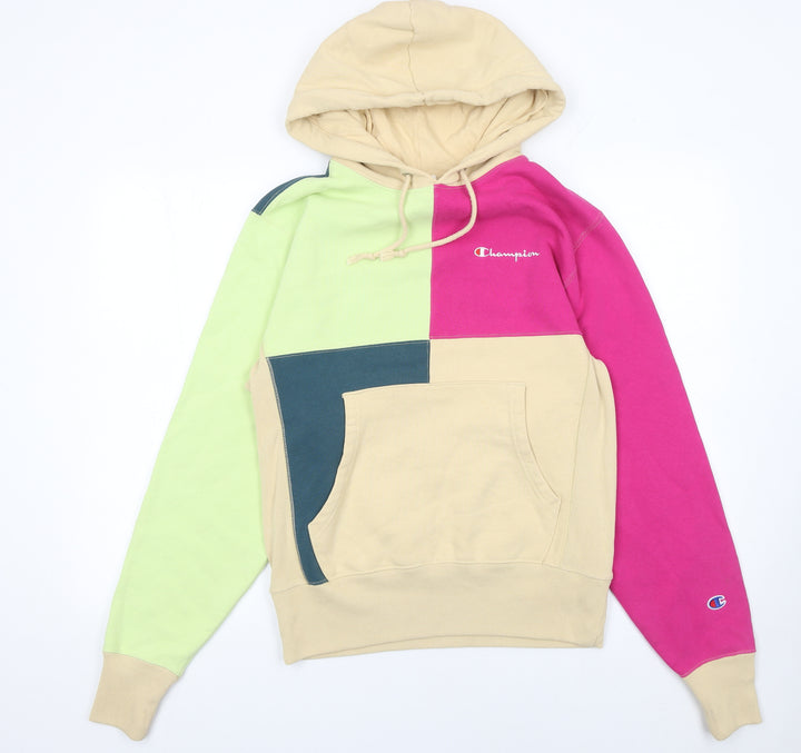Champion Reverse Weave Women’s Beige Multi Colourblock Pullover Hoodie Small