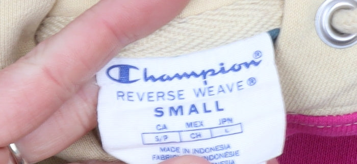 Champion Reverse Weave Women’s Beige Multi Colourblock Pullover Hoodie Small