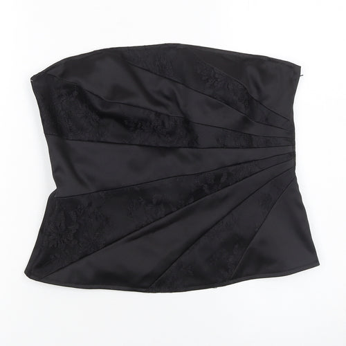 South Women's Black Strapless Satin Party Top UK 12