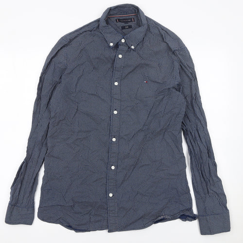 Tommy Hilfiger Men Blue Long Sleeve Button-Up Cotton Shirt L