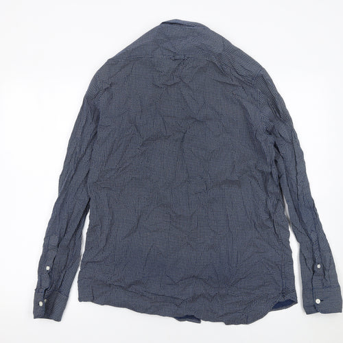 Tommy Hilfiger Men Blue Long Sleeve Button-Up Cotton Shirt L
