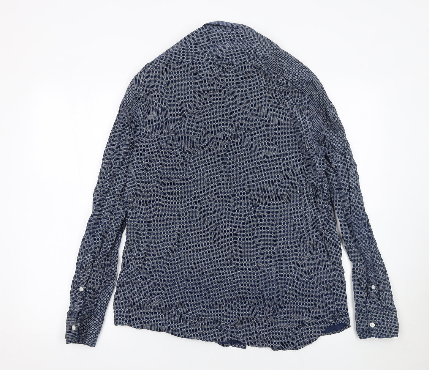 Tommy Hilfiger Men Blue Long Sleeve Button-Up Cotton Shirt L
