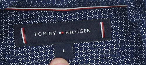 Tommy Hilfiger Men Blue Long Sleeve Button-Up Cotton Shirt L