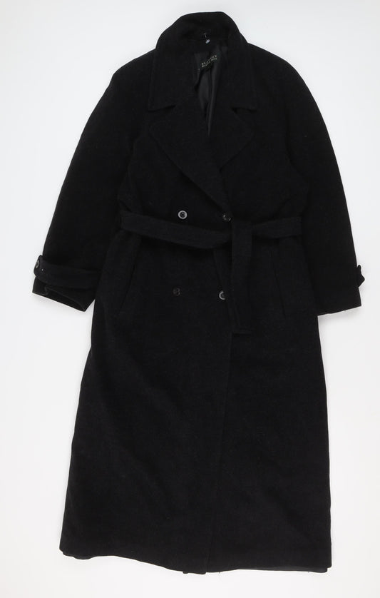 Blarney Woollen Mills Women's Black Wool Cashmere Long Belted Coat Size 12