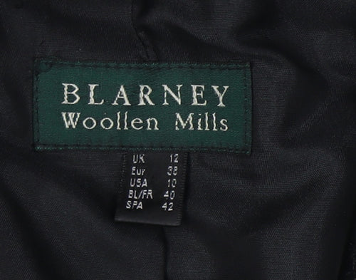 Blarney Woollen Mills Women's Black Wool Cashmere Long Belted Coat Size 12