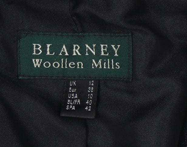 Blarney Woollen Mills Women's Black Wool Cashmere Long Belted Coat Size 12